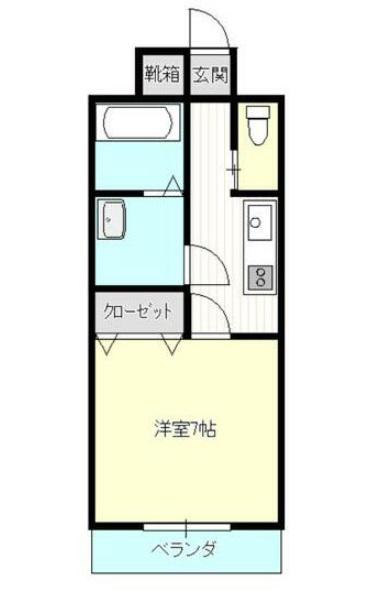 クレアコート若草(1K/2階)の間取り写真