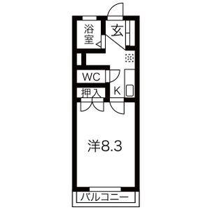 レークハヤIII(1K/2階)の間取り写真