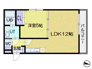 クレアヒルズ(1LDK/4階)の間取り写真
