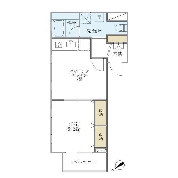 ウェルハウス東大井(1DK/2階)の間取り写真