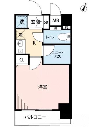 メインステージ鵜の木駅前(1K/4階)の間取り写真