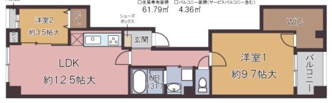 パトリ御池(2LDK/2階)の間取り写真
