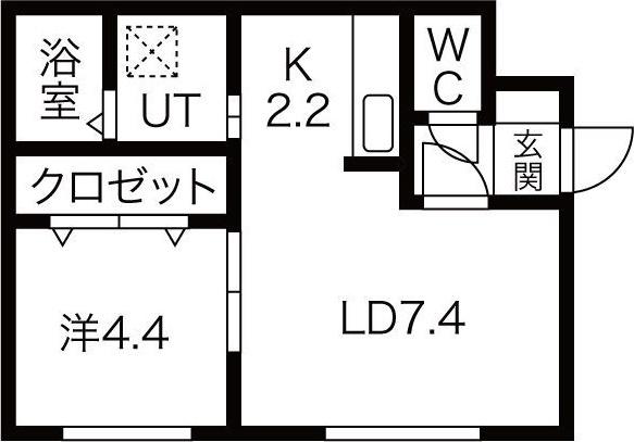 アンシャンテ手稲前田(1LDK/2階)の間取り写真