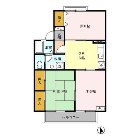 パークハイムA(3DK/2階)の間取り写真