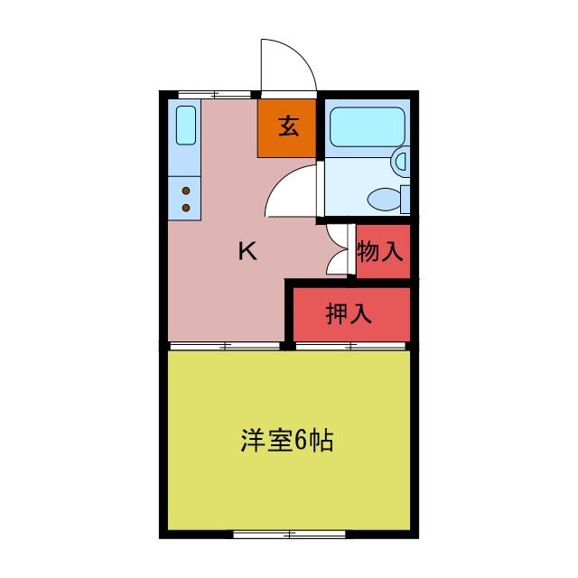 榎屋第二ハイツ(1K/2階)の間取り写真