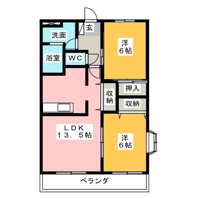 ルクプル(2LDK/2階)の間取り写真