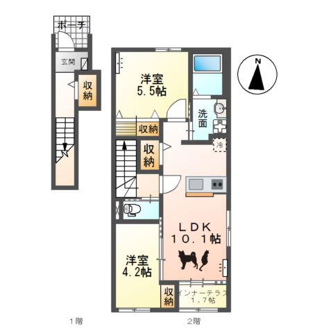 JR水郡線 上菅谷駅 徒歩14分 2階建 新築(2LDK/2階)の間取り写真