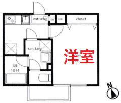 CUBICIII(1K/1階)の間取り写真