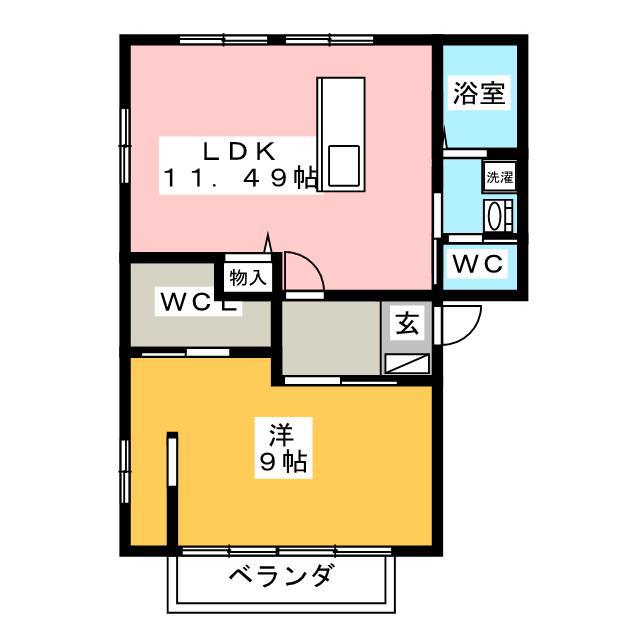 グリーンステージ A棟(1LDK/1階)の間取り写真