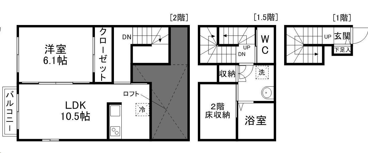 LA RONDINE(1LDK/2階)の間取り写真