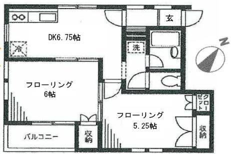 アーバンヒルズー赤堤1丁目-(2DK/2階)の間取り写真