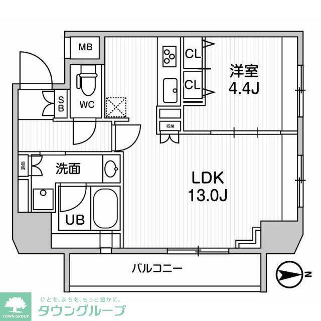 ジェノヴィア浅草橋IIスカイガーデン(1LDK/8階)の間取り写真
