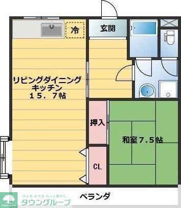 ヤトダハイツ(1LDK/3階)の間取り写真