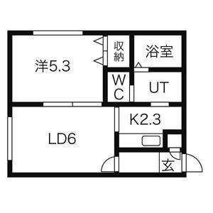 リースペース山の手(1LDK/3階)の間取り写真