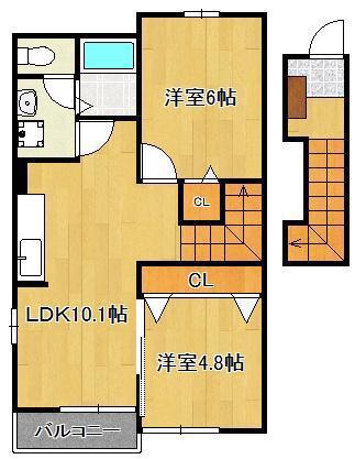 ナイトビュウ A(2LDK/2階)の間取り写真