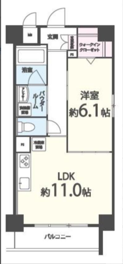 アベニール四天王寺(1LDK/6階)の間取り写真