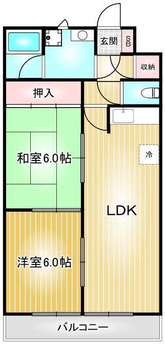 メゾン早瀬(2LDK/1階)の間取り写真