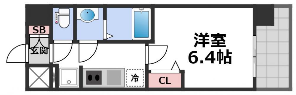 プレサンス森ノ宮 THEゲート(1K/7階)の間取り写真