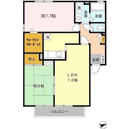フォレスタ森本V(2LDK/2階)の間取り写真