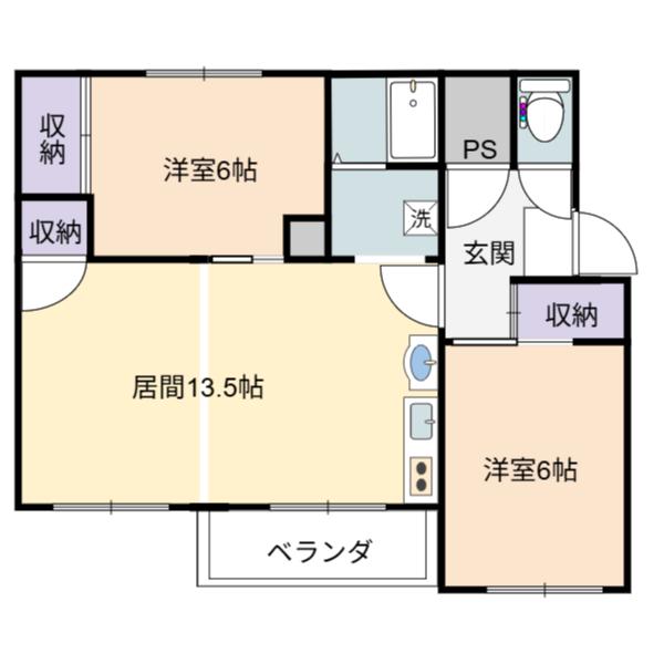 カーサAZABU S(2LDK/1階)の間取り写真