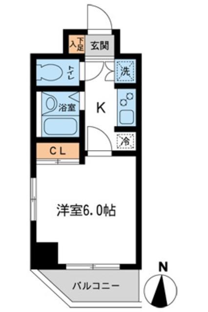 グローバン森下(1K/4階)の間取り写真