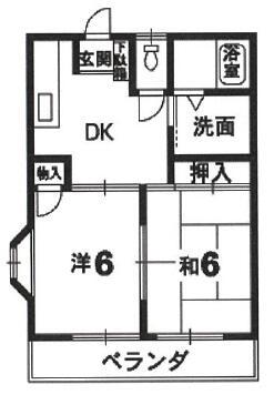 オリーブハイツ(2DK/1階)の間取り写真