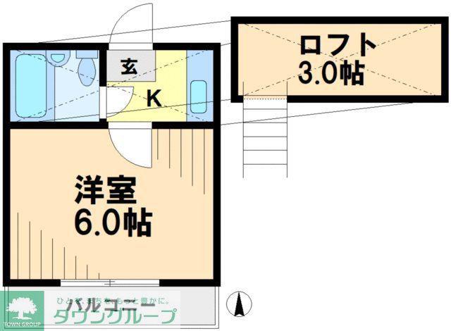 クリアス北坂戸E 旧レモンハウス北坂戸E(1K/1階)の間取り写真