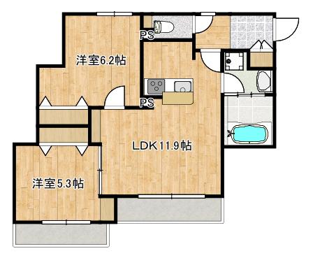 マグノリア(2LDK/3階)の間取り写真