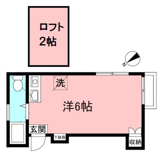 クレセントハイツB号館(ワンルーム/2階)の間取り写真