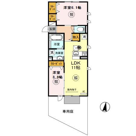 HIGHLAND(2LDK/1階)の間取り写真