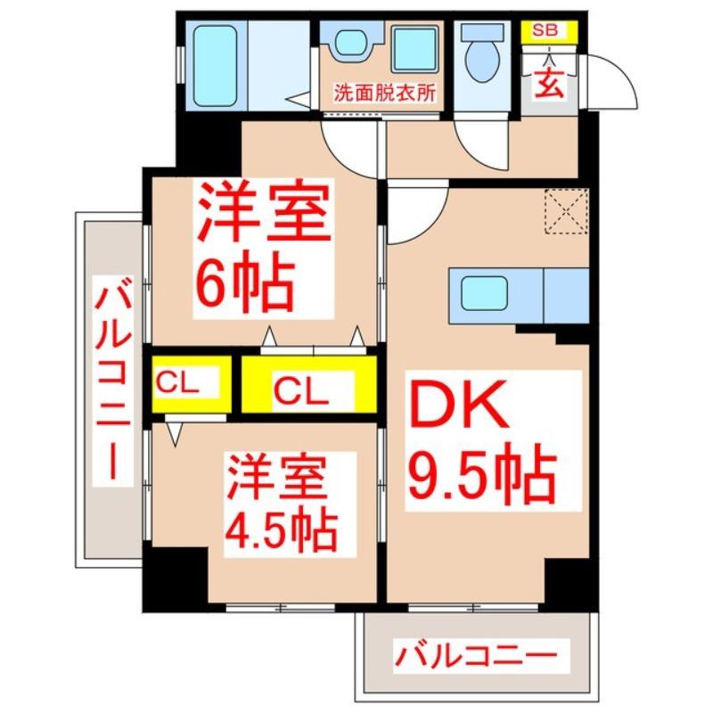 さくらヒルズ西千石(2DK/10階)の間取り写真