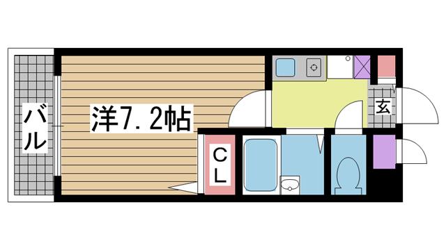 ワコーレ六甲アーベイン(1K/4階)の間取り写真