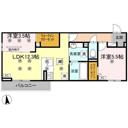 フジコH(2LDK/1階)の間取り写真