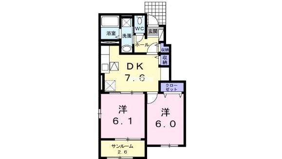 アルバーダ・MII(2DK/1階)の間取り写真