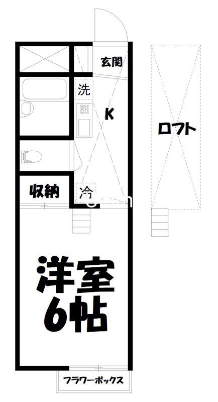 オルディネール東山泉涌寺(1K/2階)の間取り写真