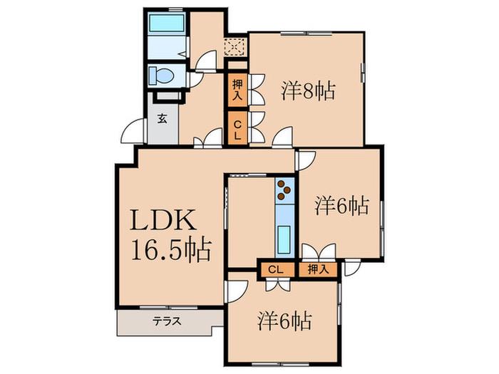 サンライズ松本 NO.3(3LDK/3階)の間取り写真