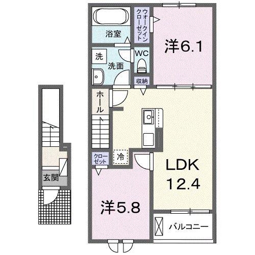フォレストスクエアA(2LDK/2階)の間取り写真