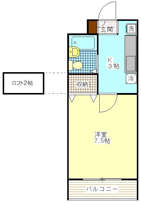 ユニーブル読売ランド(1K/2階)の間取り写真