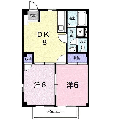 フォレット千代(2DK/2階)の間取り写真
