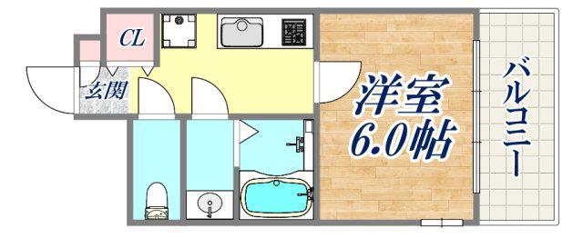 クオーレ三宮弐番館(1K/7階)の間取り写真