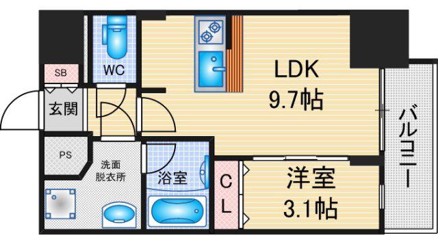 メイクスWアート浅間町(1LDK/15階)の間取り写真