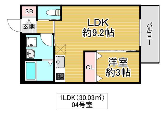 ル・レーヴ今津ノース(1LDK/3階)の間取り写真