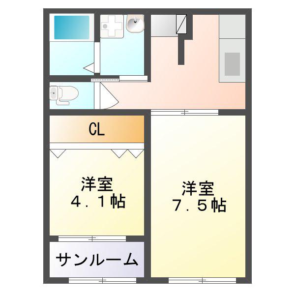 リヴィエールA(2K/2階)の間取り写真