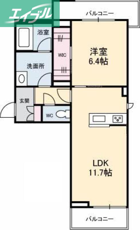 ベレオ今(1LDK/2階)の間取り写真