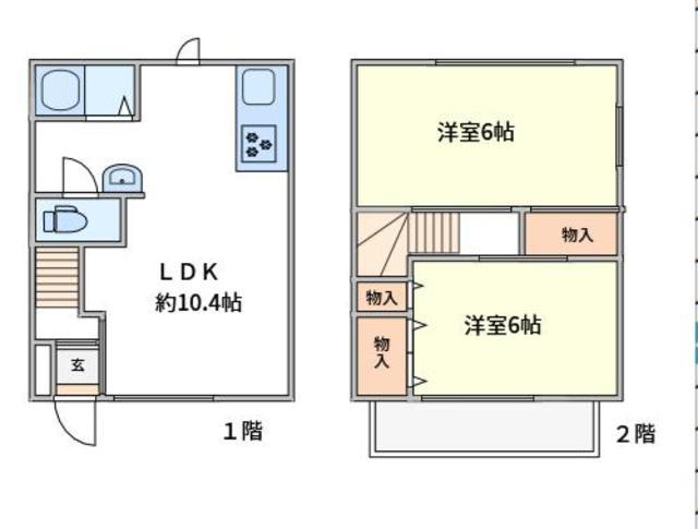 ツインカーサ(2LDK/1階)の間取り写真