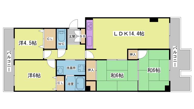 ハイム北鈴蘭(5LDK/3階)の間取り写真