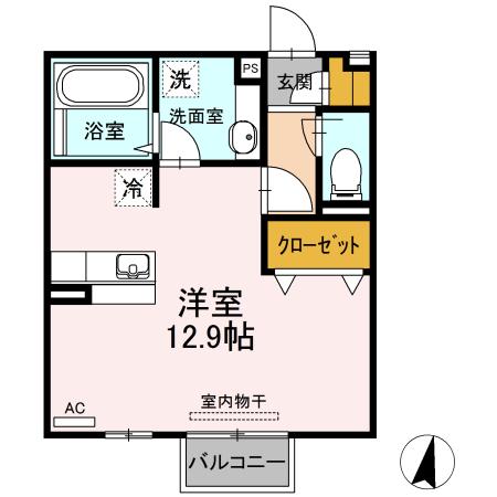 D-ROOM平成大学(ワンルーム/1階)の間取り写真