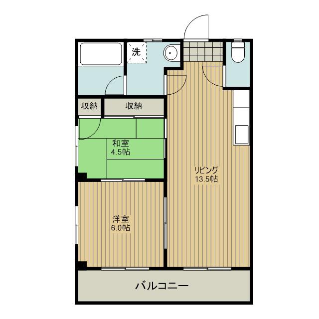 ニューメゾン石川(2LDK/3階)の間取り写真