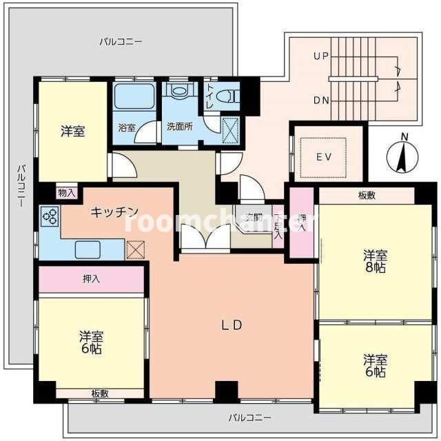 中司ビル(4LDK/5階)の間取り写真