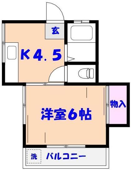 メゾン弥生(1K/2階)の間取り写真